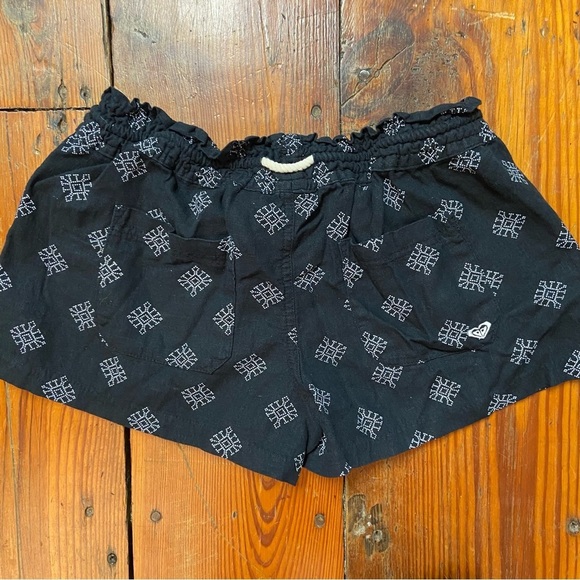 Roxy Women’s Linen Viscose Shorts Size L Black Drawstring Waist Beach Surf Sand - Picture 4 of 12